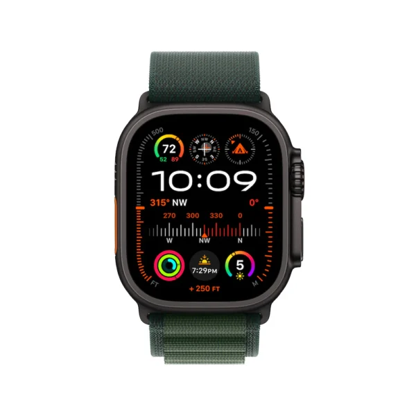 Apple Watch Ultra 2 Black Titanium Case With Dark Green Alpine Loop