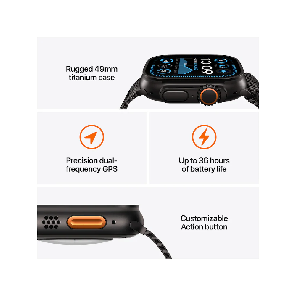 Apple Watch Ultra 2 Black Titanium Case With Dark Green Alpine Loop - Image 4