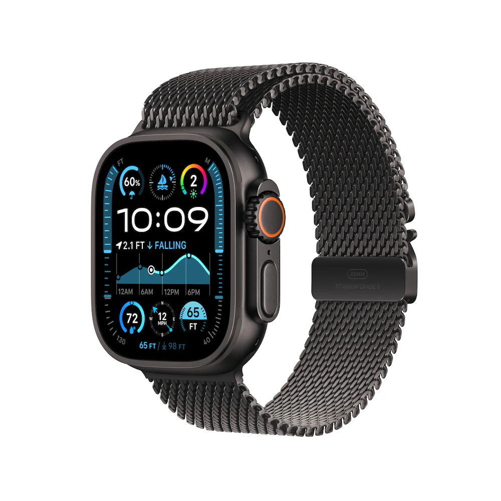 Apple Watch Ultra 2 Black Titanium Case with Black Milanese Loop